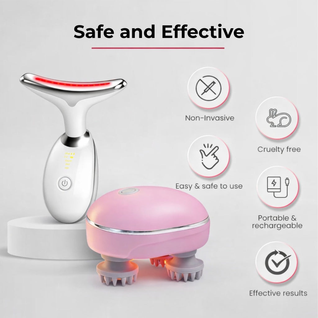 Instant Stress Relief & Hair Growth Scalp Therapy Massager & Advanced LED Skin Repair & Rejuvenation Massager